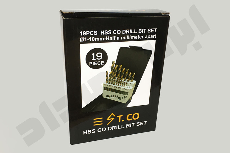 مشخصات، قیمت و خرید جعبه مته کبالت ۵٪ استیکو (ST.CO) سایز ۱ تا ۱۰ میلی | ۱۹ عددی HSS-G