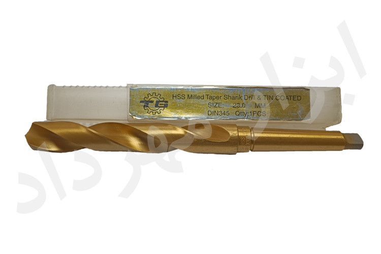 مته ته کونیک قطر 23 میلی متر مورس 3 TG چین روکش تیتانیوم (طلایی)